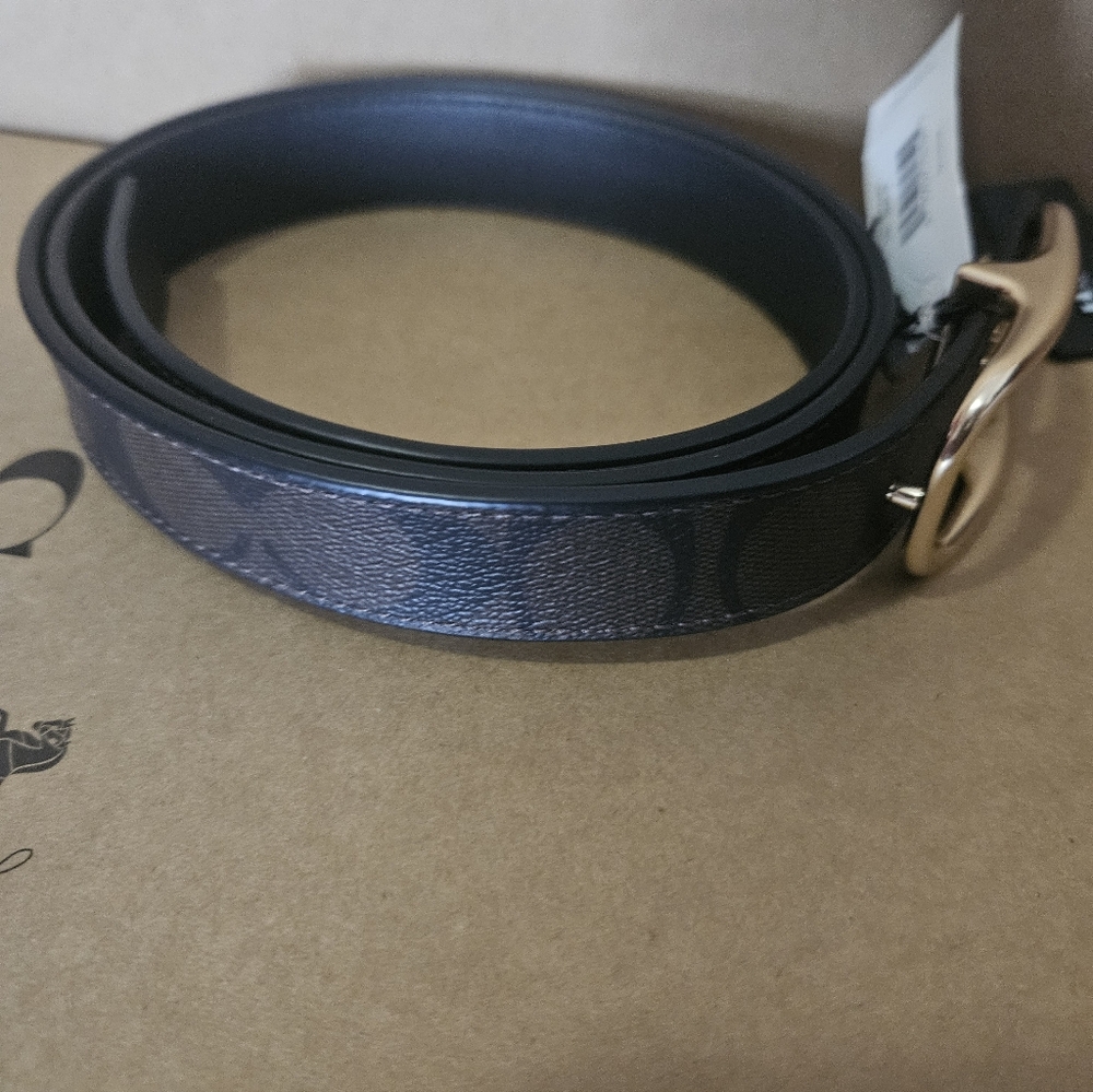 NWT Coach Women's Morgan Rectangle Buckle Belt  Size MnCE971 Brown/Black - Picture 7 of 9